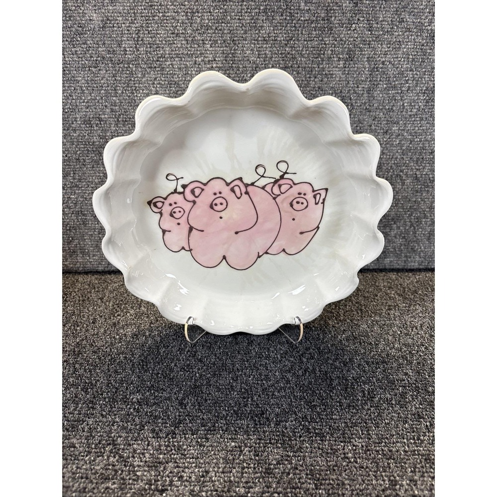 Vtg~Pig Pie Plate~Scalloped Edge~Ardencraft Handmade Kate~10"